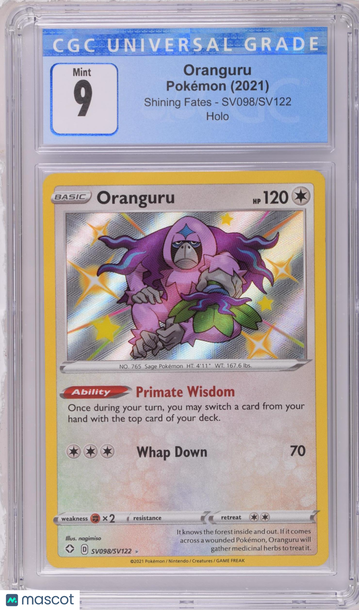 2021 Pokémon Shining Fates Oranguru Shiny Vault CGC 9 #SV098/SV122