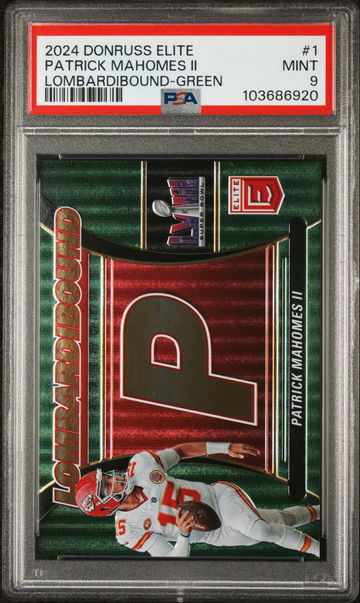 2024 Panini Donruss Elite Lombardibound Green Patrick Mahomes II #1 PSA 9