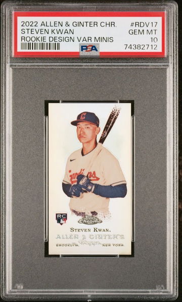 2022 Topps Allen & Ginter Chrome Rookie Design Variation Minis RDV17 Steven Kwan PSA 10 GEM MINT Cleveland Guardians