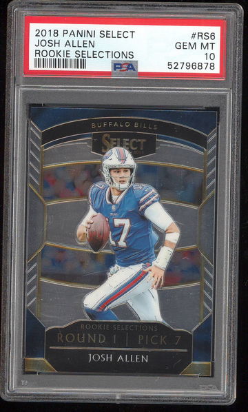 2018 Panini Select Josh Allen PSA 10 Rookie Selections POP 12