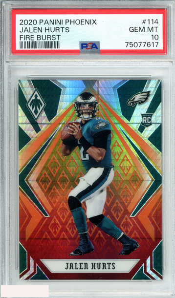 2020 PANINI PHOENIX JALEN HURTS #114 FIRE BURST ROOKIE RC PSA 10 GEM MT