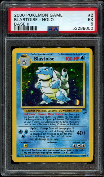 2000 Pokemon Blastoise PSA 5 Holo Base II