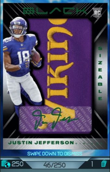 2020 Panini Blitz Black Justin Jefferson RPA Sizeable 46/250