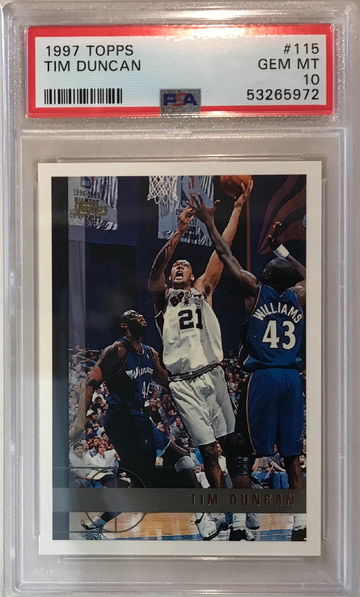 Tim Duncan Rookie Card - 1997 Topps #115 - PSA 10 Gem Mint