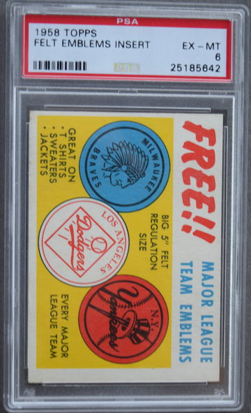 1958 Topps Scarce Felt Emblem Insert Buy 4 Save 15%!