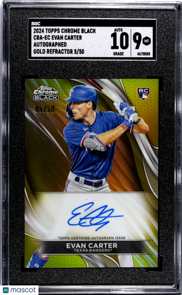 2024 Topps Chrome Black Evan Carter #CBA-EC Autograph Gold Refractor SGC 9 Auto 10
