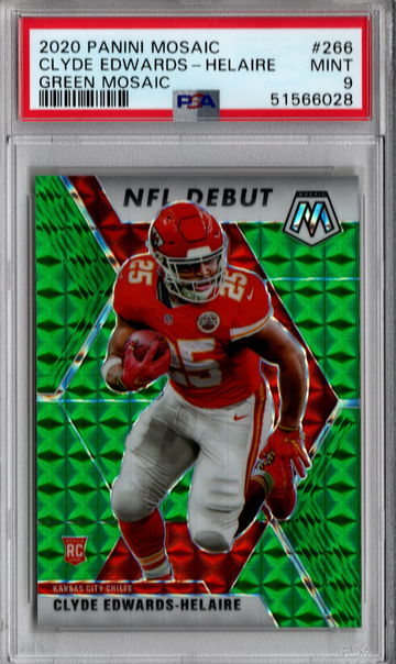 2020 Mosaic Clyde Edwards-Helaire GREEN MOSAIC PSA 9