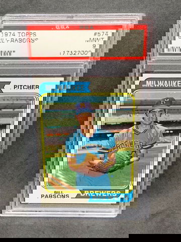 1974 Topps #574 Bill Parsons PSA 9 Mint Brewers