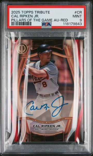 2025 Topps Tribute Pillars of the Game Red Cal Ripken Jr #PTGA-CR Auto /10 PSA 9