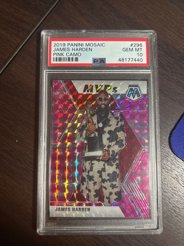2019 Panini Mosaic #296 James Harden Pink Camo PSA 10