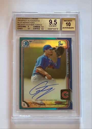 2015 Bowman Chrome Gleyber Torres Auto Blue Refractor #/150 BGS 9.5/10