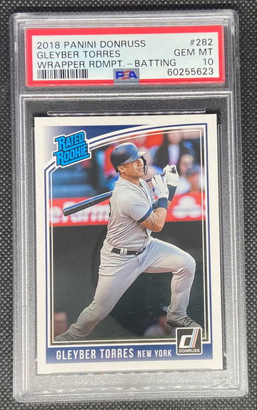 2018 Panini Donruss Wrapper Rdmpt. Batting #282 GLEYBER TORRES PSA 10 GEM MINT