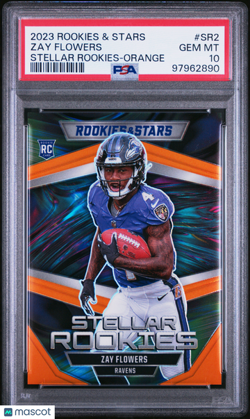 2023 Panini Rookies & Stars Stellar Rookies Zay Flowers #SR2 Orange PSA 10