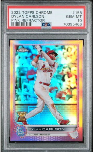 2022 Topps Chrome #158 Dylan Carson Pink Refractor Rookie Cup PSA 10 POP 1