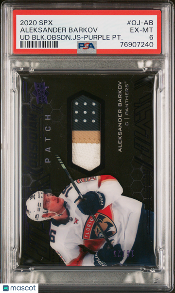 2020 SPX UD Black Obsidian Jersey Aleksander Barkov #OJ-AB BLK. Obsdn. JS Purple PT. /91 PSA 6