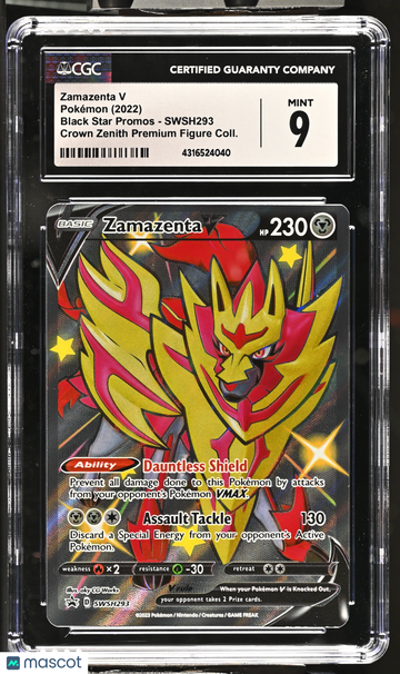 2022 Pokémon Black Star Promos Zamazenta V Crown Zenith Premium Figure Coll. CGC 9 #SWSH293
