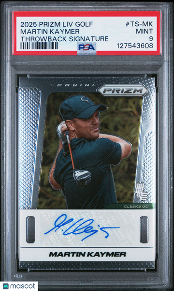 2025 Panini Prizm LIV Golf Throwback Signatures Martin Kaymer #TS-MK PSA 9