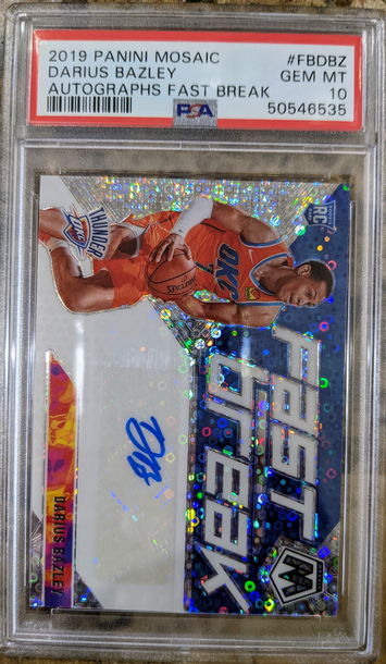 2019 PANINI Mosaic Darius Bazley Fast Break Autograph PSA 10 Rookie 