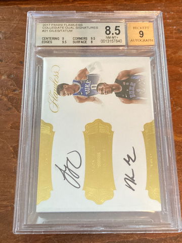 JAYSON TATUM ROOKIE 2017 PANINI FLAWLESS COLLEGIATE DUAL SIGNATURES 