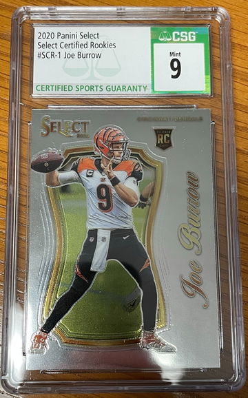 2020 Panini Select Certified Rookies Joe Burrow #SCR-1 CSG 9 MINT