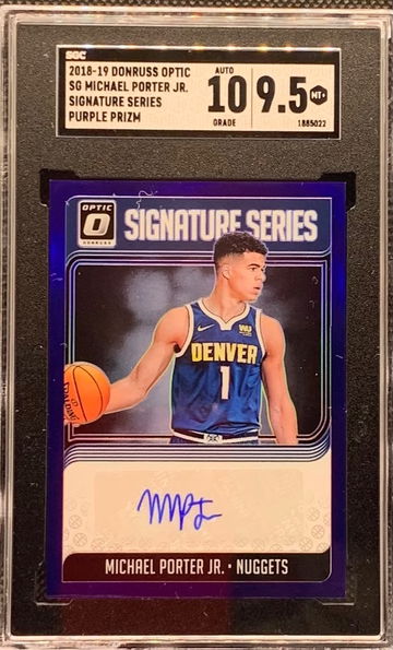 2018 OPTIC PURPLE PRIZM SIGNATURE SERIES MICHAEL PORTER JR ROOKIE CARD AUTO RC SGC 9.5 10