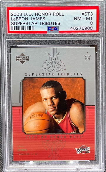 2003 Upper Deck #ST3 LeBron James Superstar Tributes Rookie RC PSA 8