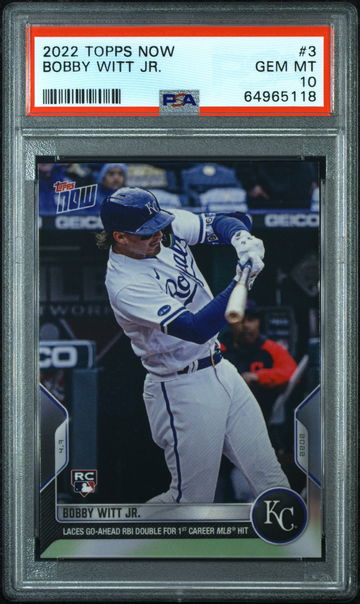 💎⚾️ 2022 Topps Now #3 BOBBY WITT JR. PSA 10 GEM MINT 1ST MLB RC CARD 🚨👻🔥