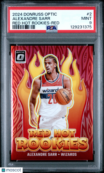 2024 Panini Donruss Optic Red Hot Rookies Alexandre Sarr #2 PSA 9
