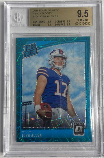 2018 Donruss Optic Josh Allen Teal Velocity BGS 9.5