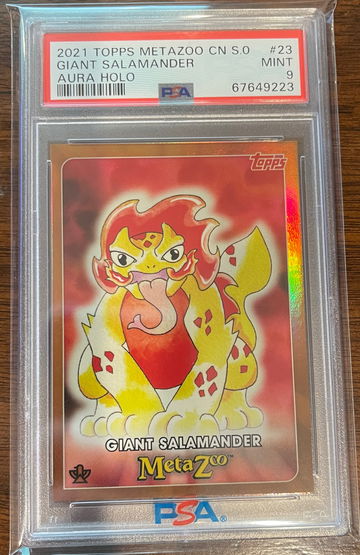 2021 Topps MetaZoo Cryptid Nation GIANT SALAMANDER Aura Holo Foil Gold #24 PSA 9
