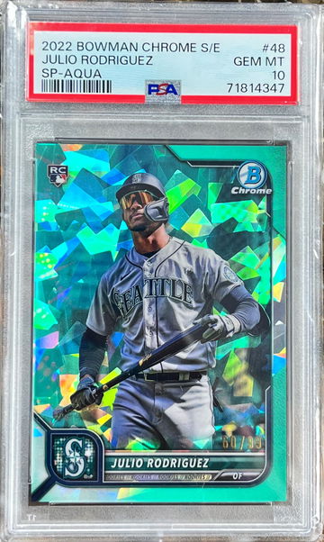 2022 Bowman Chrome Sapphire Edition Julio Rodriguez Aqua /99 psa 10 SP Image Variation Rookie RC