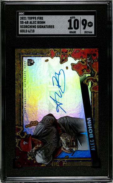 2021 Topps Fire #SS-AB Alec Bohm Scorching Sigs. Gold 6/10 SGC 9