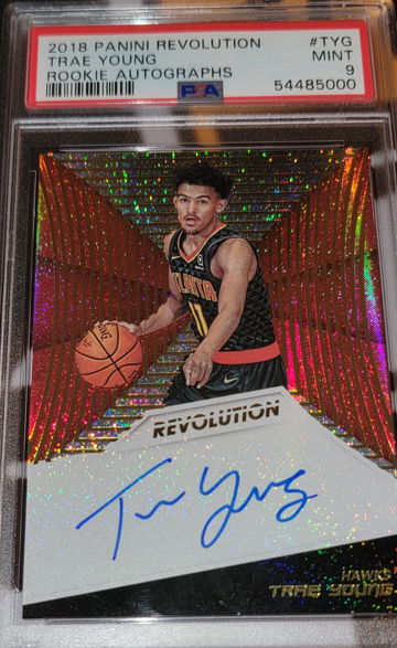 2018 PANINI REVOLUTION #TYG TRAE YOUNG ROOKIE AUTOGRAPHS PSA MINT 9