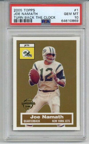 2005 TOPPS TURN BACK THE CLOCK #1 JOE NAMATH CARD NEW YORK JETS PSA 10 LOW POP
