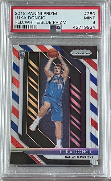 2018 Panini Prizm Luka Doncic Red White Blue PSA 9