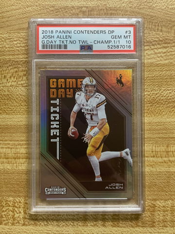 2018 Panini Contenders DP Josh Allen Gameday Ticket No Towel 1/1 PSA 10 Gem Mint