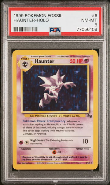 1999 Pokemon Fossil Holo Haunter #6 PSA 8