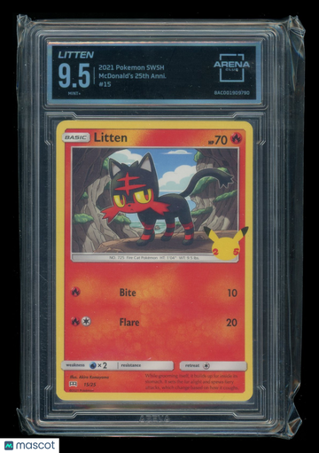 2021 Pokemon SWSH McDonald's 25th Anniversary Litten Arena Club 9.5 #15/25