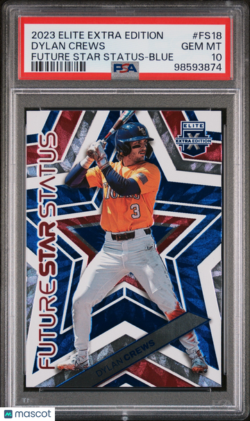 2023 Panini Elite Extra Edition Future Star Status Dylan Crews #FS18 Future Star Status-Blue PSA 10