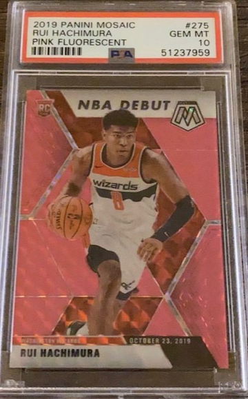 2019 Panini Mosaic Rui Hachimura Pink Fluorescent PSA Gem-Mint