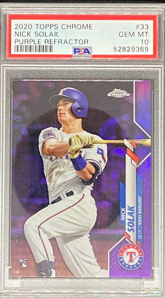 2020 Topps Chrome Nick Solak Purple Refractor PSA 10