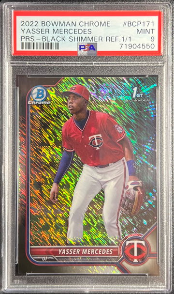 2022 Bowman Chrome BCP171 Black Shimmer 1/1 PSA 9 YASSER MERCEDES