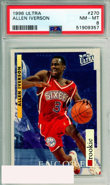 1996 ULTRA ALLEN IVERSON #270 ROOKIE HOF PHILADELPHIA 76ERS RC PSA 8 NM-MT