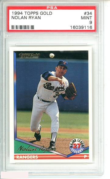 1994 TOPPS GOLD NOLAN RYAN #34 PSA 9 MINT