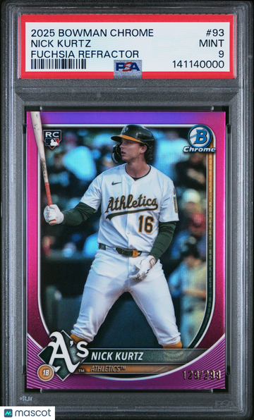 2025 Bowman Chrome Nick Kurtz #93 Fuchsia Refractor /299 Rookie PSA 9