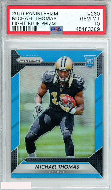 2016 PANINI PRIZM MICHAEL THOMAS#230 LIGHT BLUE PRIZM 81 OF 199 RC PSA 10 GEM MT