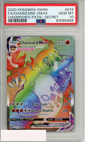 2020 POKEMON SWSH CHAMPIONS PATH FA CHARIZARD VMAX #074 SECRET PSA 10