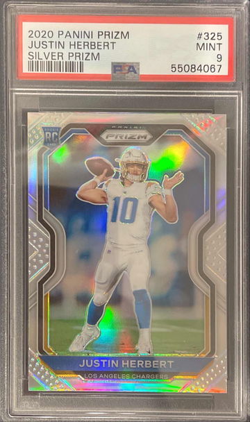 2020 Panini Prizm Justin Herbert Silver #325 PSA 9 Mint