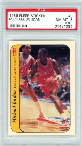 1986 Fleer Sticker Michael Jordan #8 PSA 8 (OC) P1254