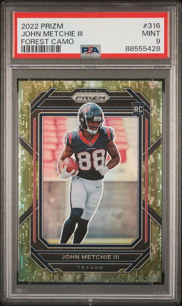 2022 Panini Prizm Forest Camo Prizm John Metchie III #316 /15 PSA 9